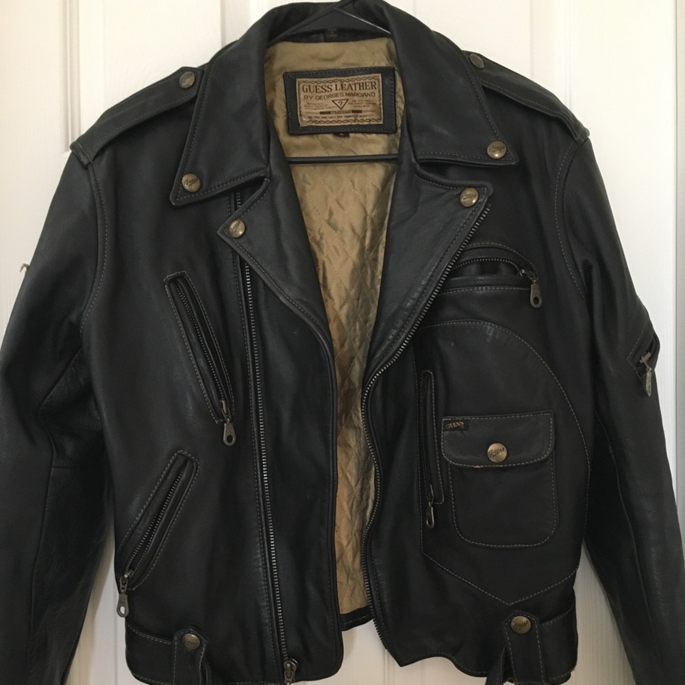 Black Guess leather biker jacket